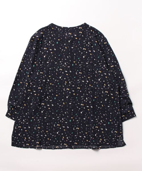 BELLUNA ブラウス シャツ ピンタック使いドット柄プリントブラウス
