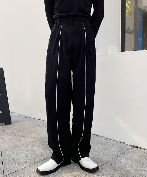 bonbon store スラックス Shoowtime スラックス センターパイピンクスラックスパンツ