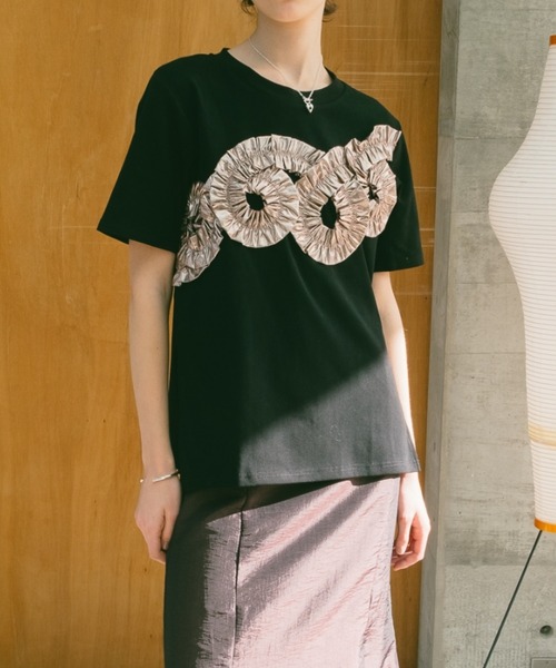 sahara（サハラ） tシャツ 半袖 Metallic Tape Design Tee レディース