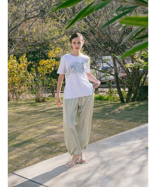 sahara（サハラ） tシャツ 半袖 Metallic Tape Design Tee レディース