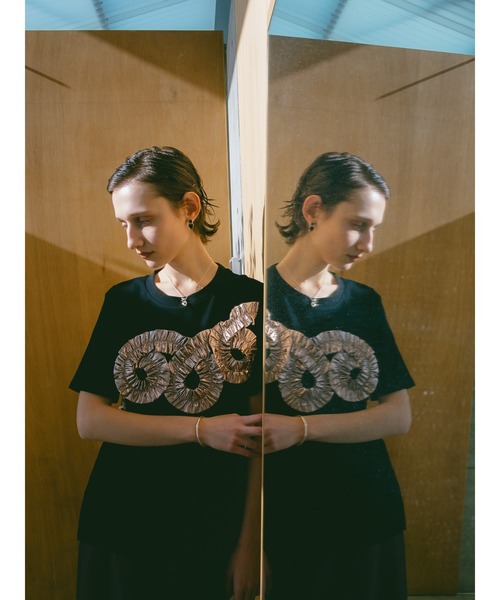 sahara（サハラ） tシャツ 半袖 Metallic Tape Design Tee レディース