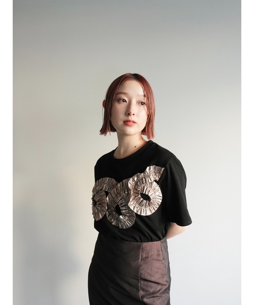 トップス sahara marte llic Tape Design Tee sahara（サハラ） tシャツ 半袖 Metallic Tape Design Tee レディース