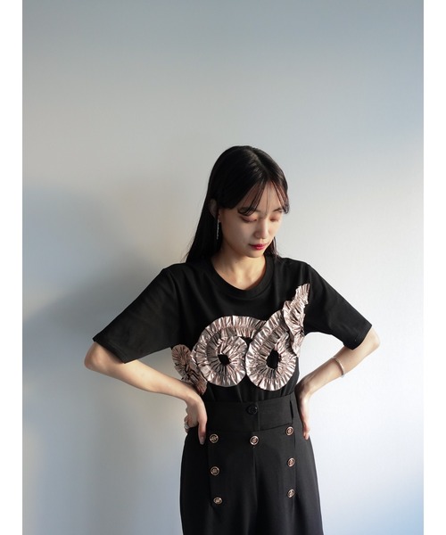sahara（サハラ） tシャツ 半袖 Metallic Tape Design Tee レディース
