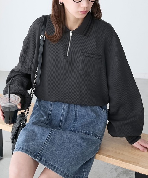 ハーフジップ ポロ トップス × ハーフパンツ 3色 上下 cr5244 ハーフジップ ポロ トップス × ハーフパンツ 3色 上下 cr5244