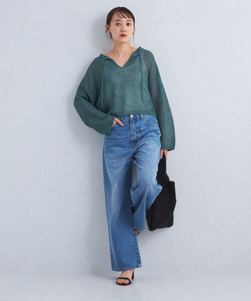 green label relaxing ニット メッシュ クロップド 2WAY プル