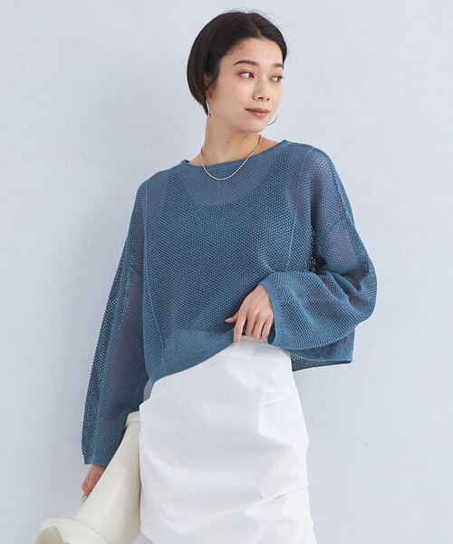 green label relaxing ニット メッシュ クロップド 2WAY プル