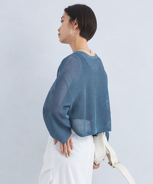 贈り物 green label relaxing ニット メッシュ クロップド 2WAY プル トップス