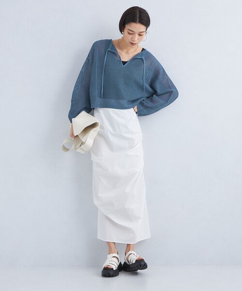 green label relaxing ニット メッシュ クロップド 2WAY プル