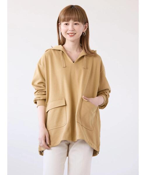 【美品】BluBreスキッパーBrown XL AMERICAN HOLIC tシャツ スキッパーフード裏毛プルオーバー