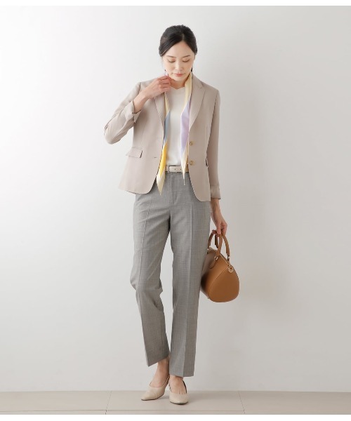 ジェイプレス　ノーカラー　パンツ テーパードパンツ　大きいサイズ　XL 手洗可 センタープレステーパードパンツ（しわになりにくい）<大きい