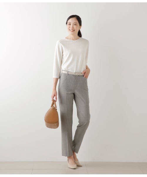 自由区新品【洗えるマガジン掲載】ウォッシャブルウールテーパードパンツ NEWYORKER パンツ 「手洗い可能」ウォッシャブルウール千鳥