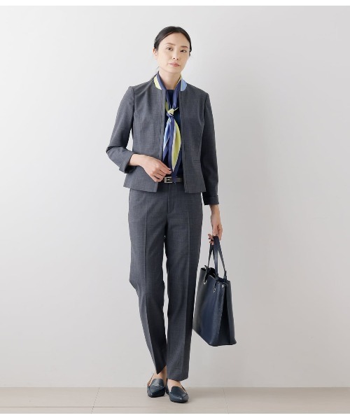 自由区新品【洗えるマガジン掲載】ウォッシャブルウールテーパードパンツ NEWYORKER パンツ 「手洗い可能」ウォッシャブルウール千鳥