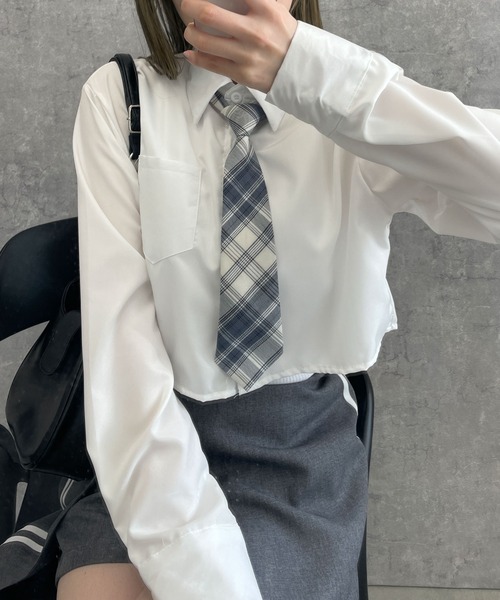 ブラウス シャツ タイセットショートシャツ レディース WEGO ブラウス シャツ WEGO/ネクタイSETショートシャツ