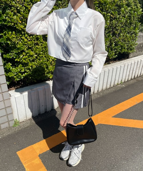 ブラウス シャツ タイセットショートシャツ レディース WEGO ブラウス シャツ WEGO/ネクタイSETショートシャツ