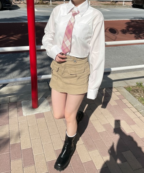 ブラウス シャツ タイセットショートシャツ レディース WEGO ブラウス シャツ WEGO/ネクタイSETショートシャツ