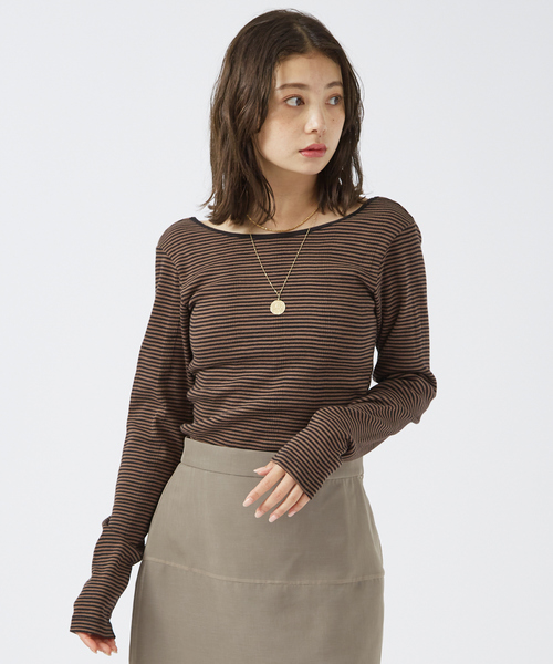 tシャツ 「追加3」「Robert P. Miller」パネルリブ バックオープンロンT / 背あき / カップ付 / 長袖 / ボーダー / 無地 Robert P. Miller tシャツ 「追加3」「Robert Miller