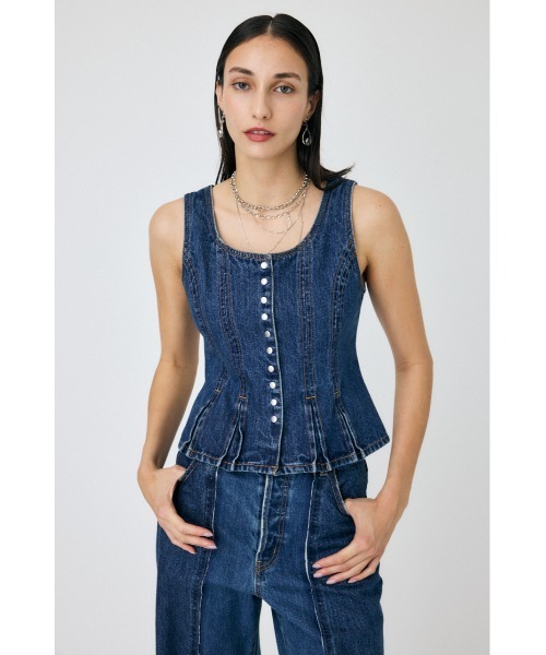 ベスト ジレ BUTTON UP DENIM トップス レディース MOUSSY ベスト ジレ BUTTON UP DENIM トップス レディース