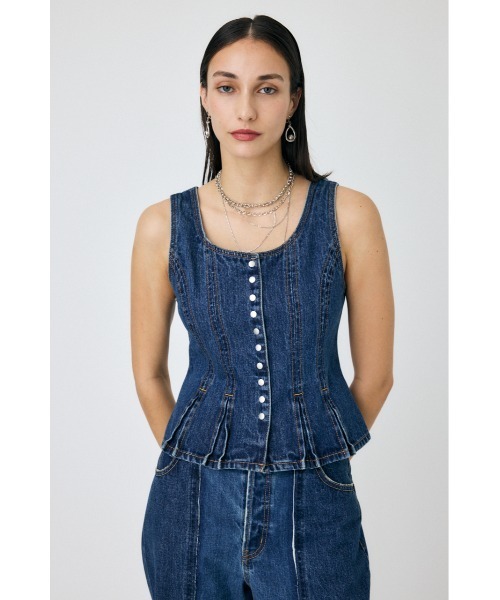 MOUSSY マウジー　BACK BELT DENIM ベスト デニムベスト MOUSSY DENIM ベスト BLU -ファッション通販 FASHION WALKER