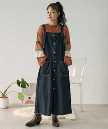 リメイクデニム 超フリルたっぷりサロペワンピ FREAK'S STORE ワンピース SOMETHING × STORE/サムシング 別注