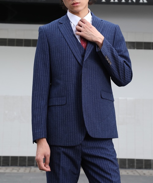 【再値下げ】新品・未開封　Cloudstyle ネイビー スリーピーススーツ Cloudstyle セレモニースーツ セットアップ 「Cloudstyle」ストライプ