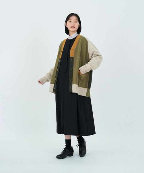 LOISIR カーディガン 「ユニセックス」カシミヤ混天竺パッチワーク
