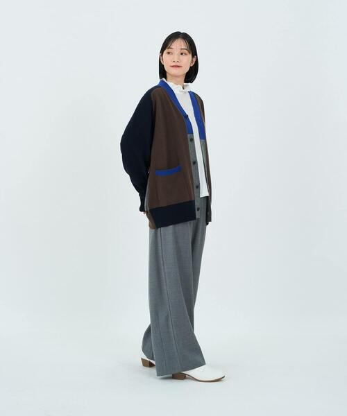 LOISIR カーディガン 「ユニセックス」カシミヤ混天竺パッチワーク