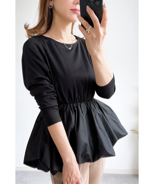 tシャツ バルーン切り替えペプラムトップス レディース バルーン切り替えペプラムトップス（Tシャツ/カットソー）｜Fit