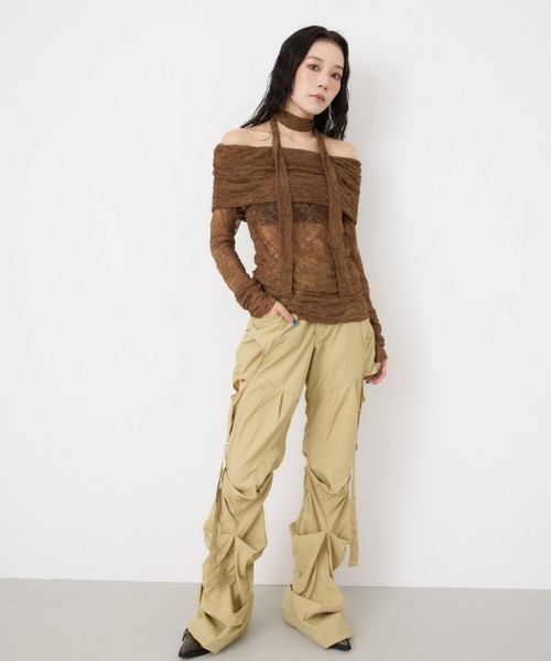 SLY（スライ） ブラウス シャツ OFF SHOULDER CUT LACE TOPS オフ