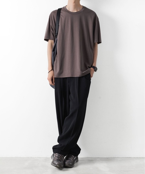 オーバーサイズ ブラックフェルト コットンジャージーTシャツ TANAKA｜ハイゲージ コットン ジャージー グラフィック プリント