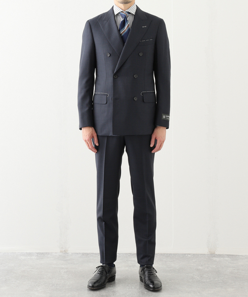セレモニースーツ セットアップ D.OLIVER ダブルブレスト 6ボタン スーツ DORMEUIL メンズの画像
