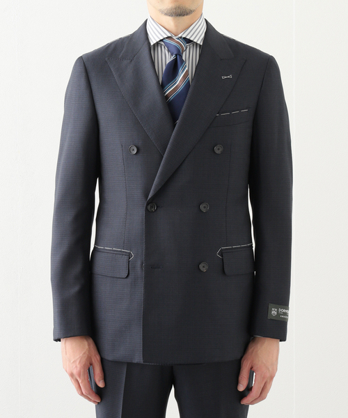 セレモニースーツ セットアップ D.OLIVER ダブルブレスト 6ボタン スーツ DORMEUIL メンズの画像