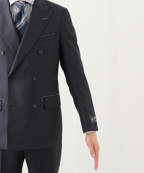 セレモニースーツ セットアップ D.OLIVER ダブルブレスト 6ボタン スーツ DORMEUIL メンズの画像