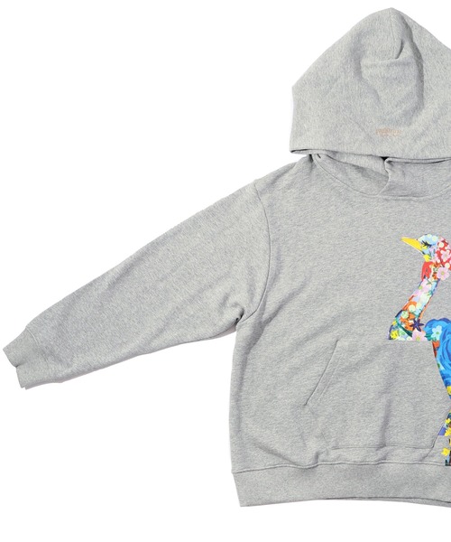 PREMIUM ScoLar プレミアムスカラー トップス パーカー フーディー プルオーバー 花 アート フラミンゴ プリント 743010 0228 ScoLar パーカー 743010：花アートフラミンゴ柄 フーデッドプル
