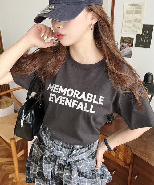 moment+ tシャツ ロゴプリント半袖Tシャツ レディース
