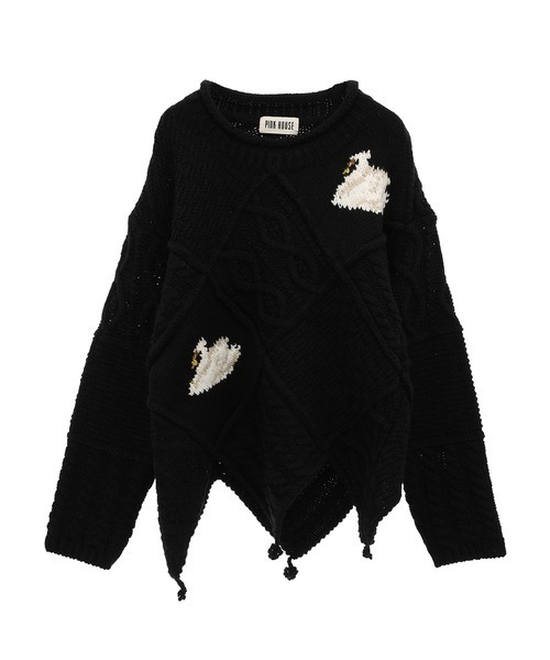 PINK HOUSE（ピンクハウス） ニット セーター SWAN LAKEパッチワーク