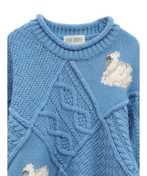 PINK HOUSE（ピンクハウス） ニット セーター SWAN LAKEパッチワーク