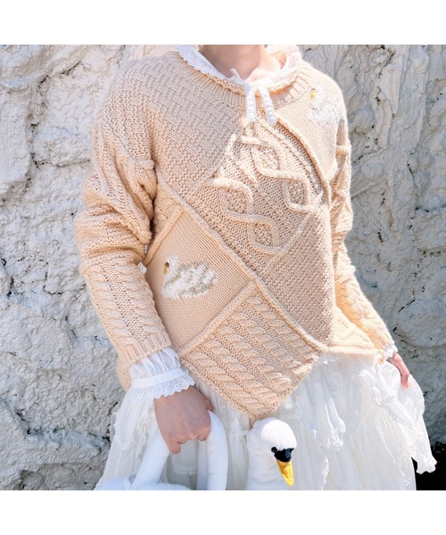 PINK HOUSE（ピンクハウス） ニット セーター SWAN LAKEパッチワーク