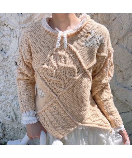 PINK HOUSE（ピンクハウス） ニット セーター SWAN LAKEパッチワーク