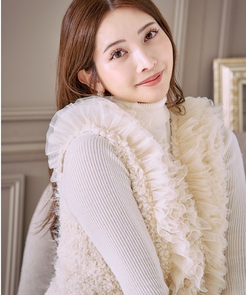 Meline M. ベスト ジレ Fluffy frill tops フラフィー フリルトップス