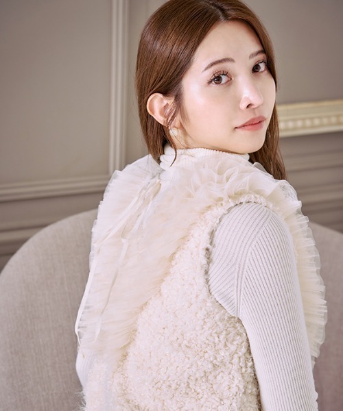 ベスト ジレ Fluffy frill tops フラフィー フリルトップス レディース Meline M. ベスト ジレ Fluffy frill tops フラフィー フリル
