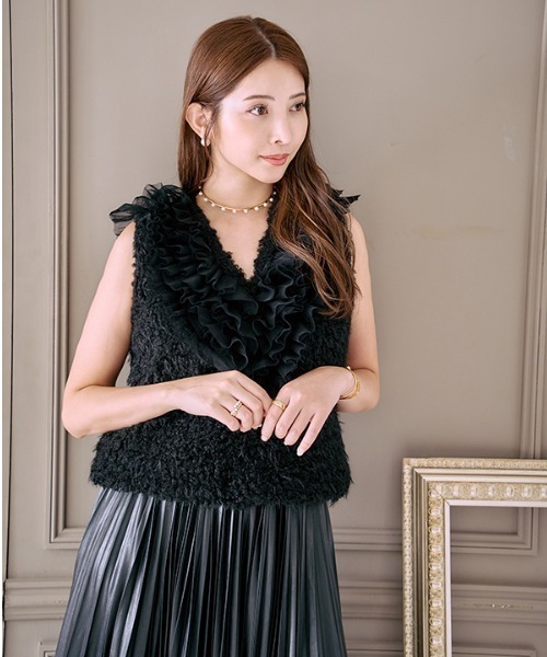 ベスト ジレ Fluffy frill tops フラフィー フリルトップス レディース Meline M. ベスト ジレ Fluffy frill tops フラフィー フリル