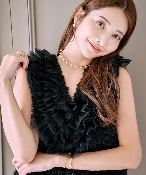 ベスト ジレ Fluffy frill tops フラフィー フリルトップス レディース Meline M. ベスト ジレ Fluffy frill tops フラフィー フリル