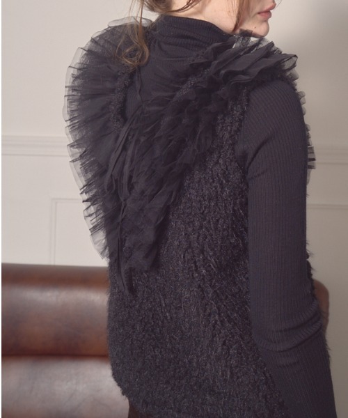 ベスト ジレ Fluffy frill tops フラフィー フリルトップス レディース Meline M. ベスト ジレ Fluffy frill tops フラフィー フリル