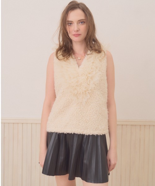 ベスト ジレ Fluffy frill tops フラフィー フリルトップス レディース Meline M. ベスト ジレ Fluffy frill tops フラフィー フリル