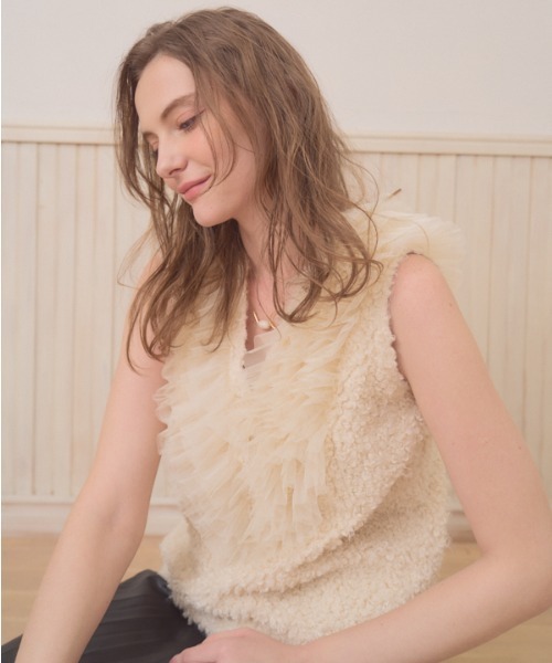 Meline M. ベスト ジレ Fluffy frill tops フラフィー フリル