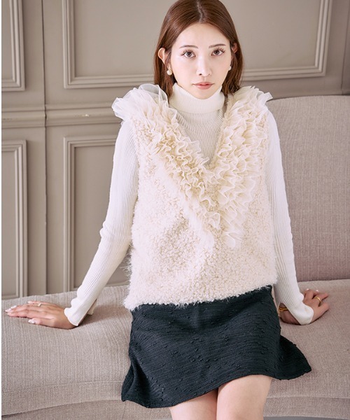 Meline M. ベスト ジレ Fluffy frill tops フラフィー フリルトップス