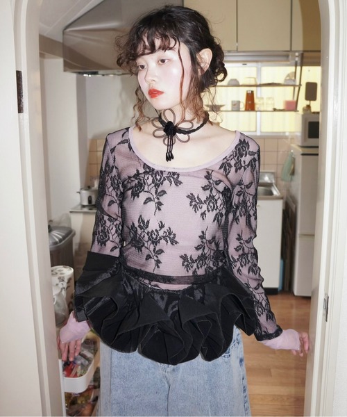 musubore tシャツ layerd lace tops / レイヤードレーストップス