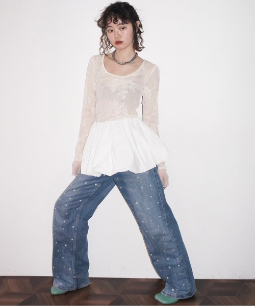 musubore tシャツ layerd lace tops / レイヤードレーストップス