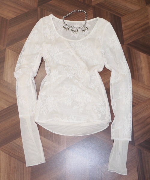 tシャツ LAYERED LACE トップス レディース musubore tシャツ layerd lace tops / レイヤードレーストップス