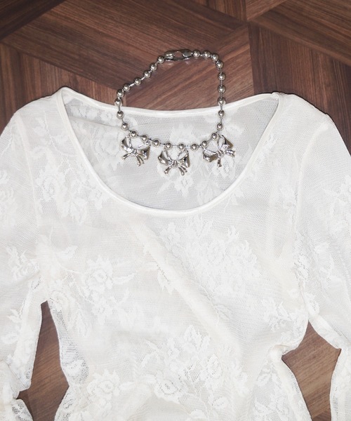 tシャツ LAYERED LACE トップス レディース musubore tシャツ layerd lace tops / レイヤードレーストップス